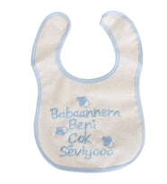 Erkek Bebek Babaannem Beni Çok Seviyo Yazılı Mavi Önlük
