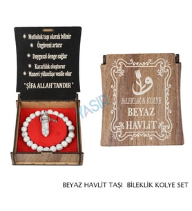 KUTULU KOLYE BİLEKLİK SETİ BEYAZ HAVLİT