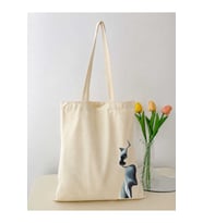 Le Vion Yan Bakan Kedi - Bez Çanta 38x42 cm 170 Gr Hambez Omuz Çantası Kadın Alışveriş Çantası