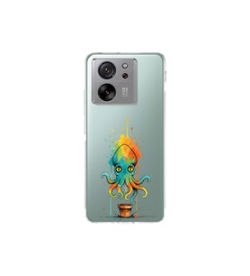 Xiaomi Mi 13T ile uyumlu Splash ahtapot tasarımlı şeffaf silikon kılıf