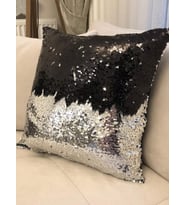 YILMAZHOME Pullu Payetli Kırlent Kılıfı - (Siyah-Gümüş)