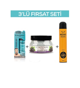 Fontenay Pudra Toz Wax Mavi 20gr + Face And Body Scrub Böğürtlen 350ml +Saç Spreyi 400ml 2 3'Lü Set