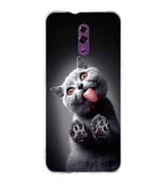 PrintiFy Reno 4  ile Uyumlu 1mm Slim Fit Kedi 2 050c Baskılı Şeffaf  Kılıf