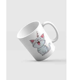 Kedi Meow Baskılı Kupa Bardak (Beyaz)