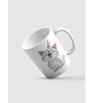 Kedi Meow Baskılı Kupa Bardak (Beyaz)