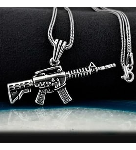 Tüfek Tasarımlı 925 Ayar Gümüş Erkek Kolye