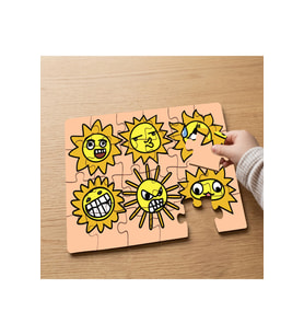 Güneşin Komik Halleri Tasarımlı 24 Parça Ahşap Çocuk Puzzle