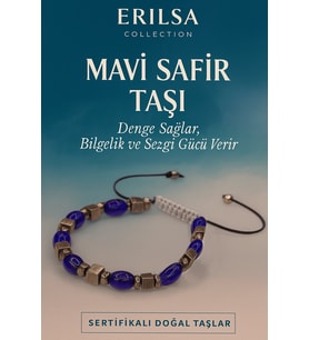 Sertifikalı Sentetik Mavi Safir Taşı Bileklik - Denge Bilgelik ve Sezgi Gücü Veren Takı (Çok Renkli)