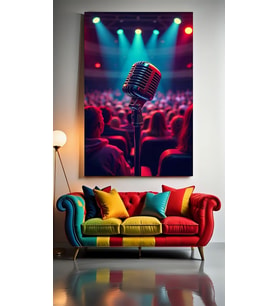 KARAOKE MİKRAFONU V2 Ev Duvar Salon Güzellik Salonu Ofis Dükkan Dekarasyon kanvas tablo (Çok Renkli)