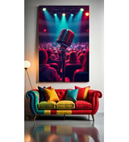 KARAOKE MİKRAFONU V2 Ev Duvar Salon Güzellik Salonu Ofis Dükkan Dekarasyon kanvas tablo (Çok Renkli)