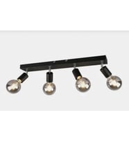 Rsylight Retro Metal Rustik Mafsallı 4 Lü Siyah Modern Spor Spot Avize