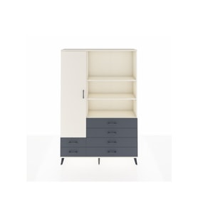 Arges Dolap 7 Raflı 6 Çekmeceli Tek Kapaklı  132x30x195 Aytaşı-Aytaşı/Antrasit