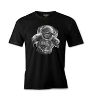 Monkey Astronaut Realistic Siyah Erkek Tshirt