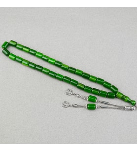Katalin Çubuk Alpaka Püsküllü Kapsül Kesim 9x13mm Tesbih - Yeşil