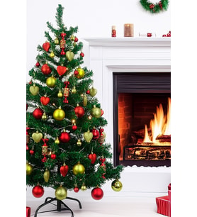 Luxury Series İthal Yılbaşı Çam Ağacı 180 Cm, 500 Dallı, 60 Adet Süslü, Işıklı Ve Metal Ayaklı