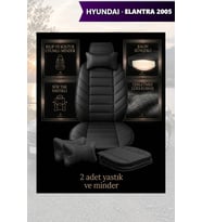 hyundai elantra 2005 Koltuk ve Kılıf uyumlu Lüks Minder Yastık Siyah 2 Minder 2 Yastık