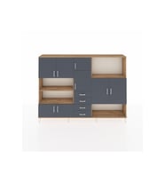 Arges Dolap 10 Raflı 4 Çekmeceli 8 Kapaklı 220x30x163 Çam-Antrasit