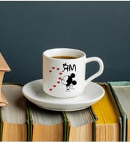 Minnie Mouse Sevgili Çift Tasarımlı Türk Kahvesi Fincanı