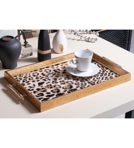 TABLOLIFE Dekoratif Sunum Tepsisi Leopar Desenli (Karışık)