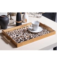 TABLOLIFE Dekoratif Sunum Tepsisi Leopar Desenli (Karışık)