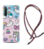 Realme 5i 5 Pro 6i 7 Pro 8 Kılıf Boyun Asklı Rasta Silikon Unicorn Mektup 1800