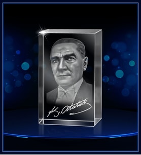 3d Kristal Atatürk 20 (Gerçek 3 Boyutlu Görüntü)