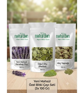 Saf(1.Kalite) Yeni Mahsül Karabaş Otu - Oğul Otu (Melisa) - Alıç Yaprağı (3x 100 Gr) Set