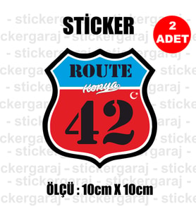 42 konya memleket rota gidiş etiket sticker çıkartma - 2 adet - motosiklet araba otomobil kamyon kamyonet cam uyumlu