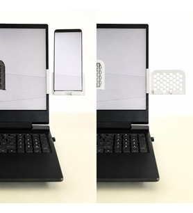 3D Baskı Monitor Telefon Tutucu - Petek Desenli Laptop Kenar Telefon Tutucu-Beyaz