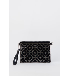Kadın Halka Altın Taşlı Süet Bilek Askılı Ve Zincir Askılı Portföy El Ve Clutch Çanta