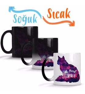Eu Preciso De Espaço Cat Kedi Sihirli Kupa Bardak Porselen