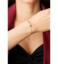 14 Ayar Altın Şişko Kuzey Yıldız Aynalı Zincirl Bileklik (Rose)