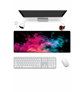 SonicTouch Klavye Mousepad 32x70cm Dikişsiz Pürüzsüz Sıvı Geçirmez Kaymaz Taban Neon Duman Dansı