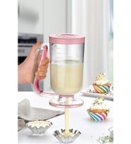 Pankek Dağıtıcı Hamur Porsiyonlayıcı Şekillendirici 900 ml Dökme Aparatı Pembe (Beyaz)