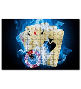 Cakapuzzle Poker Oyunu Dört As Casino Alev Görseli Puzzle Yapboz MDF (Ahşap) (120 Parça)