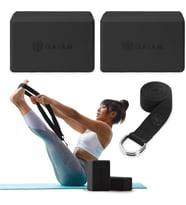 Essentials Yoga Block 2 Pack & Yoga Strap Set