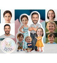Kişiye Özel 3 Çocuklu Aile Şekilli Maskot Yastık 2