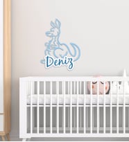 BK Gift Kişiye Özel Kanguru Tasarımlı Çocuk Odası Ahşap Duvar Süsü-1 (Beyaz)
