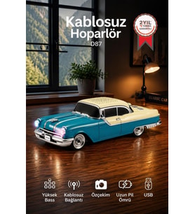 Torima Bluetooth Hoparlör Retro Klasik Araba Tasarımlı 10W FM USB Selfie Speaker D87 Yeşil