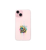 iPhone 15 Plus ile uyumlu Splash arı tasarımlı şeffaf silikon kılıf