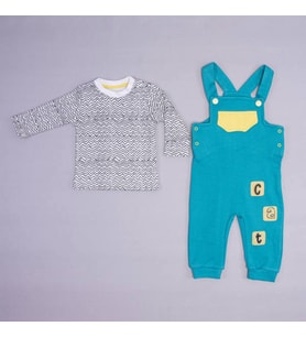 Aydodo Erkek Bebek Kedi Temalı Salopet Bady 1-6 Ay Mint (Mint Yeşili)