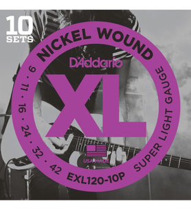 Daddario Exl120-10p Elektro Gitar Tel Seti (10 Set), Xl, 9-42, Nickel