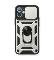 Apple iPhone 12 Mini Kılıf Pars Lens Yüzüklü Silikon - Gümüş