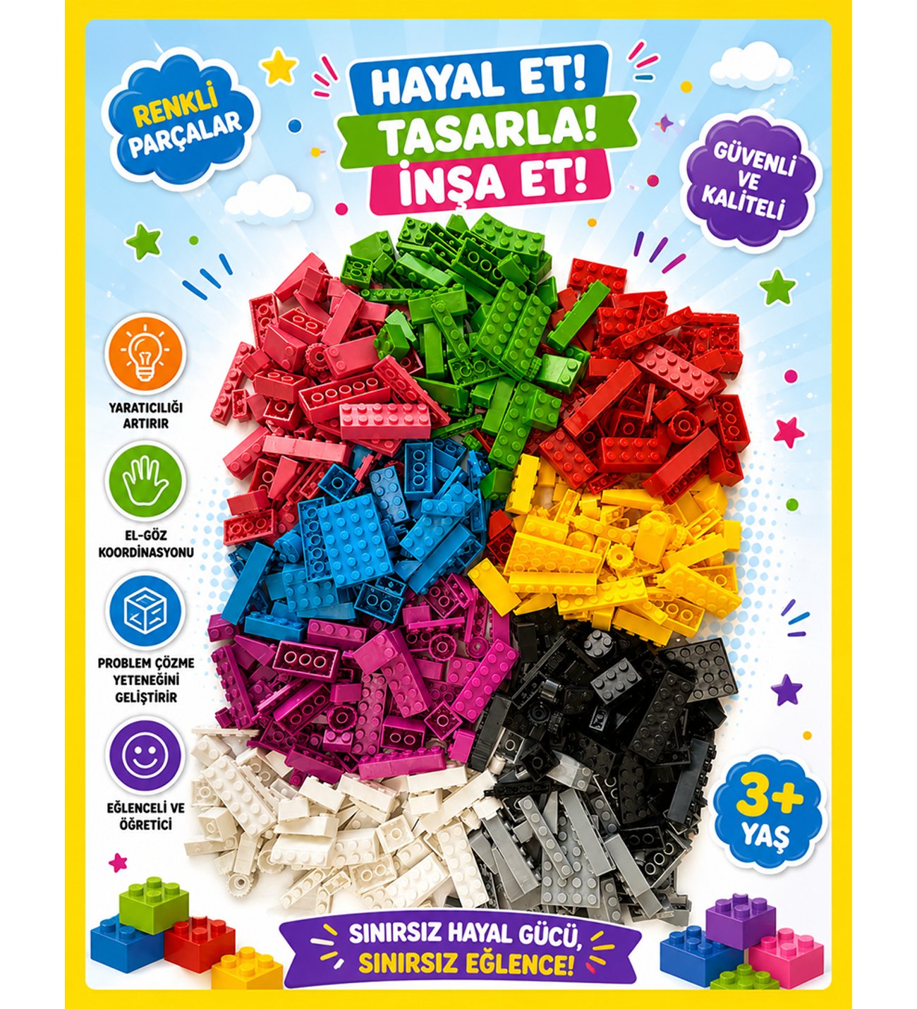 Lego Mini 300 Parça Eğlenceli Bloklar Funny Blocks