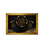 Balıklar ve Soyut Şekiller Motifli Kanvas Tablo 80 x 110 cm Gold Çerçeve