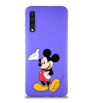 Samsung Galaxy A30S Soft Premier Kapak Mickey Mouse-C Tasarımlı Silikon Kılıf - Mor (Şeffaf)