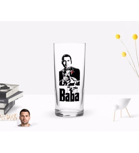 BK Gift Kişiye Özel Renkli Baskılı Godfather Baba Tasarımlı Rakı Bardağı-2 (Beyaz)