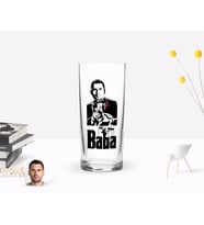 BK Gift Kişiye Özel Renkli Baskılı Godfather Baba Tasarımlı Rakı Bardağı-2 (Beyaz)