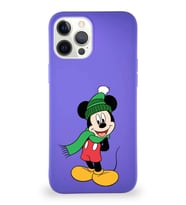 Apple iPhone 12 Pro Max Soft Premier Kapak Mickey Mouse-G Tasarımlı Silikon Kılıf - Mor (Şeffaf)