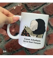 Size Özel Canım Arkadaşım İyi ki Seni Tanışım Seramik Baskılı Kupa Bardaklar
